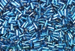 Bugle Bead, Vintage, Czechoslovakian, 4MM, #2, Silver Lined, Medium Aqua