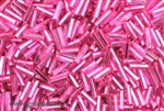 Bugle Bead, Vintage, Czechoslovakian, 7MM, #3, Silver Lined, Light Pink