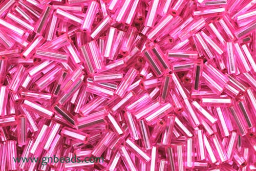 Bugle Bead, Vintage, Czechoslovakian, 7MM, #3, Silver Lined, Light Pink