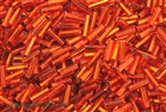 Bugle Bead, Vintage, Czechoslovakian, Hex Cut, 7MM, #3, Silver Lined, Orange
