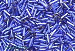 Bugle Bead, Vintage, Czechoslovakian, Hex Cut, 7MM, #3, Silver Lined, Blue