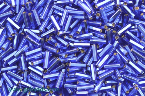 Bugle Bead, Vintage, Czechoslovakian, Hex Cut, 7MM, #3, Silver Lined, Blue
