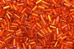 Bugle Bead, 4MM, #2, Czechoslovakian, Vintage, Silver Lined, Orange