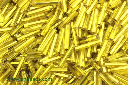 Bugle Bead, Vintage, Czechoslovakian, 11MM, #5, Yellow Gold