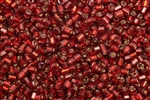 Bugle Bead, 2MM, #1, Czechoslovakian, Vintage, Silver Lined, Light Ruby