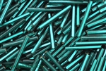 Bugle Bead, Vintage, Czechoslovakian, 20MM, Silver Lined, Teal