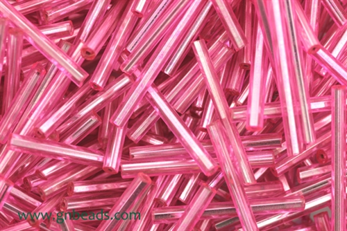 Bugle Bead, Vintage, Czechoslovakian, 25MM, Silver Lined, Light Pink