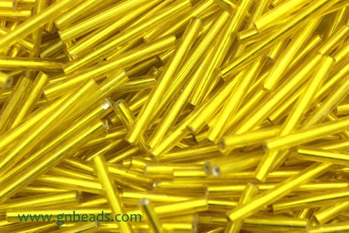 Bugle Bead, Vintage, Czechoslovakian, 25MM, Yellow Gold