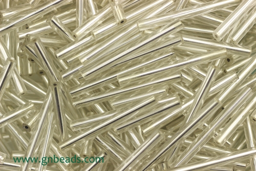 Bugle Bead, Vintage, Czechoslovakian, 25MM, Silver Lined Crystal