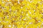 Seed & Bugle Bead Mix, 2MM, #1, - 11/0, Czechoslovakian, Vintage, Silver & Gold Bugle, Yellow Matte Finish Seed Beads