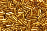 Bugle Bead, 7MM, #3, Czechoslovakian, Vintage, Hex Cut, Foil Lined, Medium Gold