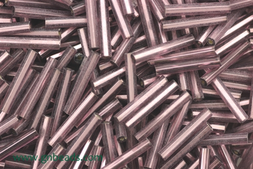 Bugle Bead, Vintage, Czechoslovakian, 15MM, Silver Lined, Pale Purple