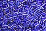 Bugle Bead, 4MM, #2, Japanese, Vintage, Hex Cut, Foil Lined, Royal Blue