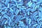 Bugle Bead, Vintage, Czechoslovakian, 7MM, #3, Fiber Optic, Light Blue