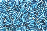Bugle Bead, Vintage, Czechoslovakian, Hex Cut, 7MM, #3, Silver Lined, Light Aqua