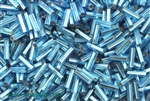 Bugle Bead, Czechoslovakian, Vintage, 7MM, #3, Hex, Silver Lined, Pale Aqua