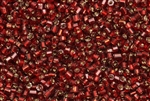 Bugle Bead, 2MM, #1, Czechoslovakian, Vintage, Silver Lined, Ruby