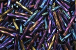 Bugle Bead, Vintage, Czechoslovakian, 14MM, Twist, Purple Iris