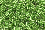 Bugle Bead, 4MM, #2, Czechoslovakian, Vintage, Silver Lined, Light Green