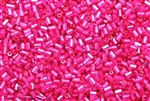 Bugle Bead, 2MM, #1, Czechoslovakian, Vintage, 1.75MM Thick, Silver Lined Fuchsia