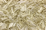 Bugle Bead, 7MM, #3, Czechoslovakian, Vintage, 1.4MM Thick, Silver Lined Crystal