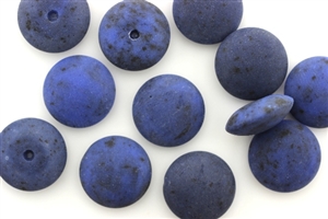 Button, Vintage, Czechoslovakian, 17MM, Round, Matte Finish, Denim Blue