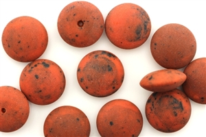 Button, Vintage, Czechoslovakian, 17MM, Round, Matte Finish, Burnt Orange