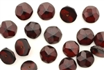 Button, Vintage, German, 10MM, Round, Faceted, Deep Ruby