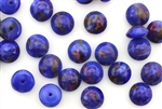 Button, Vintage, Czechoslovakian, 8MM, Round, Faceted, Lapis Blue