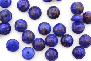 Button, Vintage, Czechoslovakian, 8MM, Round, Faceted, Lapis Blue