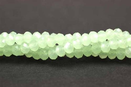 Bead, Crystal, 3MM X 4MM, Faceted Rondelle, Pale Green Pastel