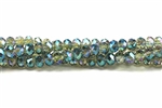 Bead, Crystal, 3MM X 4MM, Faceted Rondelle, Pale Citrine Green Iris