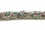 Bead, Crystal, 3MM X 4MM, Faceted Rondelle, Watermelon Green Iris