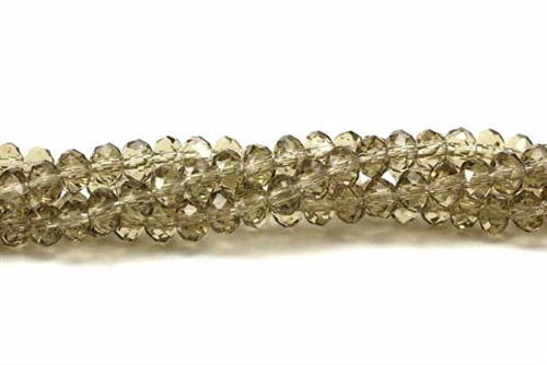 Bead, Crystal, 3MM X 4MM, Faceted Rondelle, Smoky Quartz