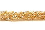 Bead, Crystal, Faceted Rondelle, 3MM X 4MM, Light Peach Gold Metallic
