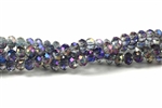 Bead, Crystal, 3MM X 4MM, Faceted Rondelle, Crystal 1/2 Blue Iris