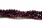 Bead, Crystal, Faceted Rondelle, 3MM X 4MM, Purple Metallic