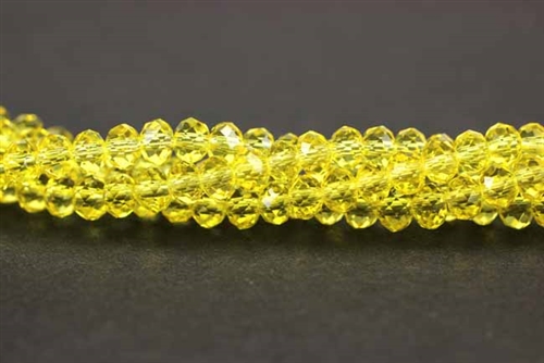 Bead, Crystal, Faceted Rondelle, 3MM X 4MM, Clear Yellow