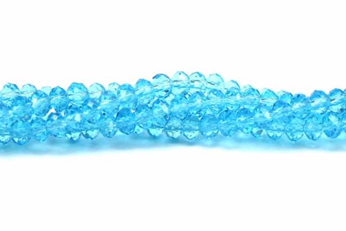 Bead, Crystal, Faceted Rondelle, 3MM X 4MM, Aqua