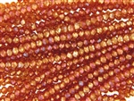 Bead, Crystal, 3MM X 4MM, Faceted Rondelle, Tangerine Gold Iris