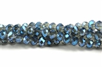 Bead, Crystal, 3MM X 4MM, Faceted Rondelle, Gray 1/2 Aqua Iris
