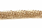 Bead, Crystal, 3MM X 4MM, Faceted Rondelle, Light Smoky Quartz