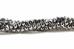 Bead, Crystal, Rondelle, Faceted, 3MM X 4MM, Light Silver Metallic