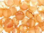 14MM Round Etched Table Cut Crystal / Peach AB