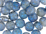 Etched Star Crystal Bead 14MM Puffed Coin / Pale Citrine Aqua Iris