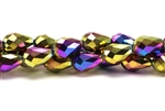 12MM X 8MM Tear Drop Crystal / Metallic Gold Purple Iris