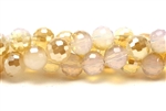 8MM Faceted Round Crystal / Opalite Gold Metallic