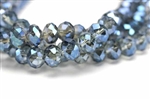 Bead, Crystal, Rondelle, Faceted, 8MM X 10MM, Light Gray, Blue Iris