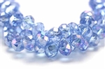 Bead, Crystal, Rondelle, Faceted, 8MM X 10MM, Light Sapphire AB