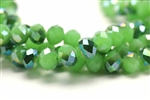 Bead, Crystal, Faceted, Rondelle, 8MM X 10MM, Green Pastel, 1/2 Green Iris